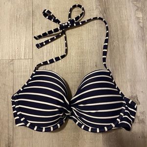 Aerie Navy & White Striped Push-up Bikini Top 34D